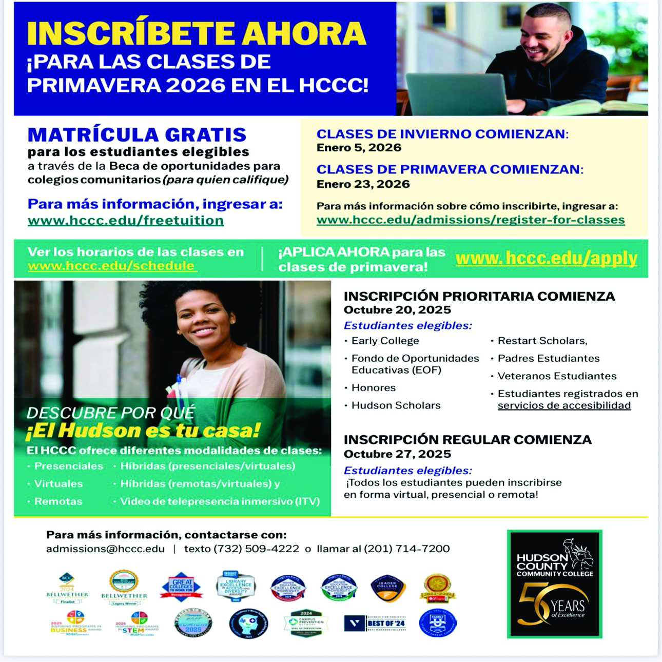 MATRICULAS GRATIS PARA PRIMAVERA 2026