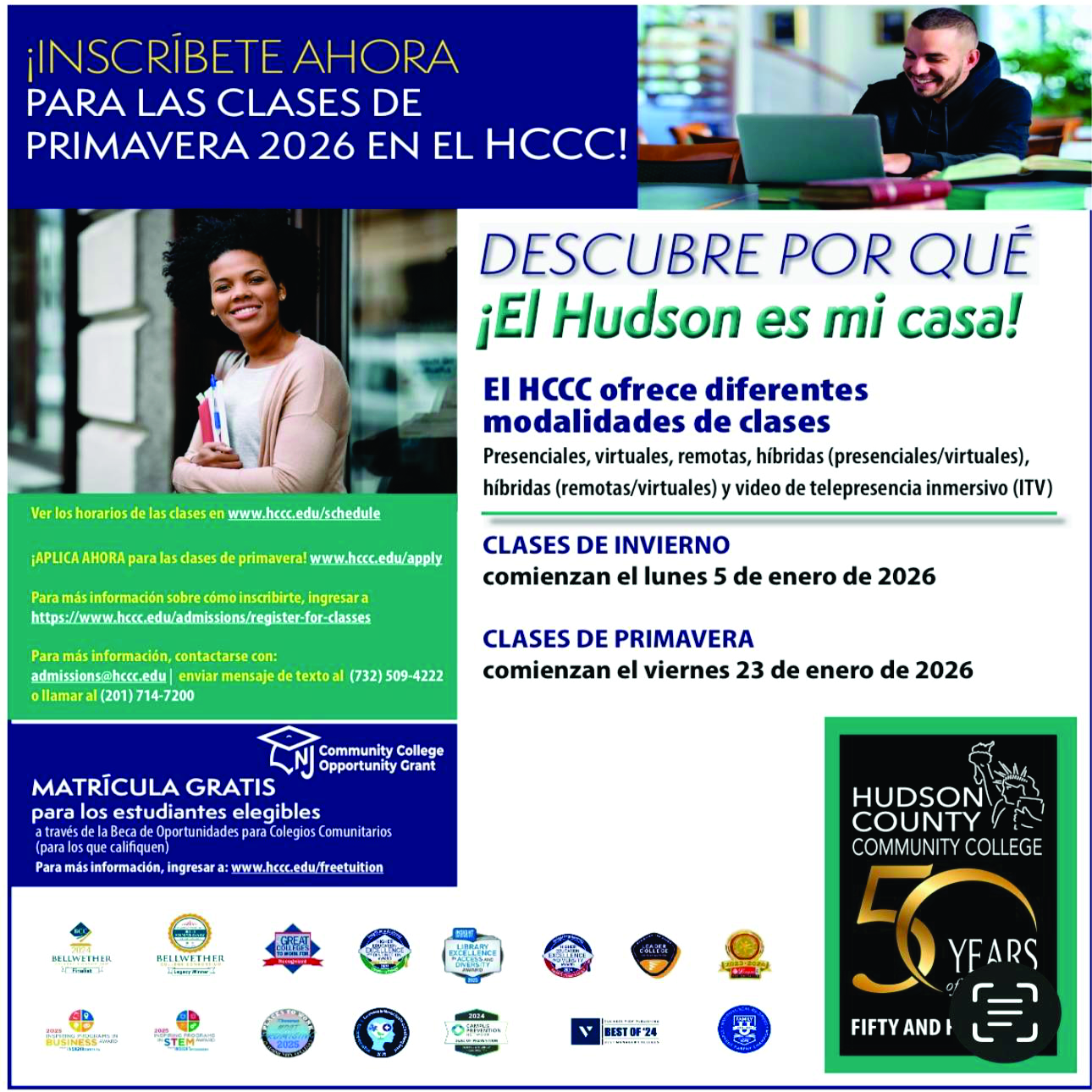 INSCRIBETE AHORA PARA LAS CLASES DE PRIMAVERA 2023 EN EL HCCC